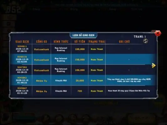 Lưu Ý Khi Nạp Tiền B52 Club